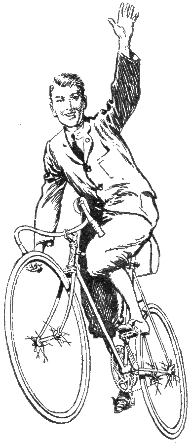Man riding bike and waving